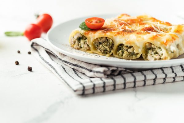 Cannelloni ze szpinakiem i pieczarkami